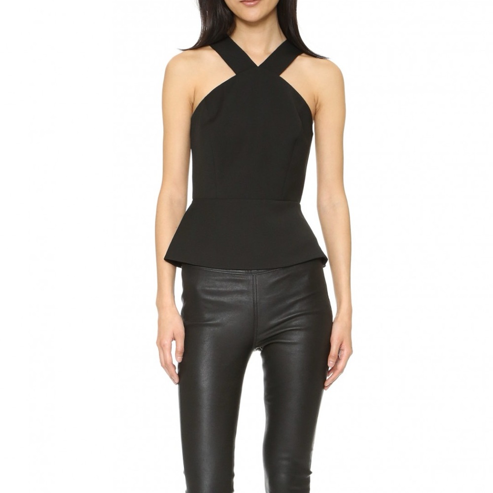 BCBG MaxAzria Structured Black Halter Top - Cut-out back Detail Party Wear